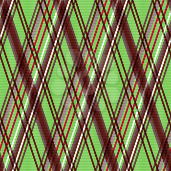 Detailed Rhomb seamless vector pattern as a tartan plaid mainly in green and brown colors