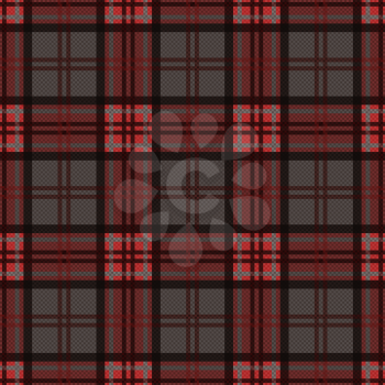 Detailed Rectangular seamless vector pattern as a tartan plaid mainly in brown, red and gray colors