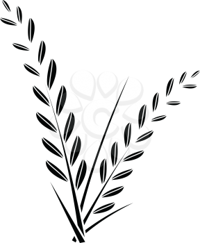 simple flat black rice plant icon vector
