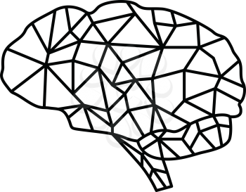 Simple thin line black brain icon vector