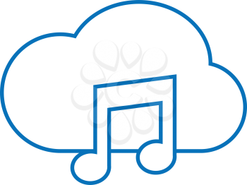 simple thin line cloud music storage icon