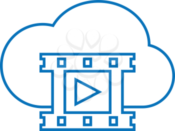 simple thin line cloud video storage icon
