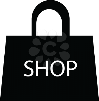 simple flat black shop bag icon vector