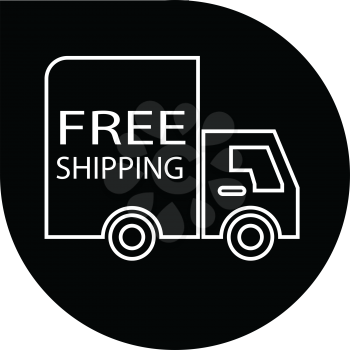 simple flat black free shipping truck round icon vector