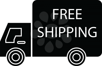 simple flat black free shipping truck left icon vector