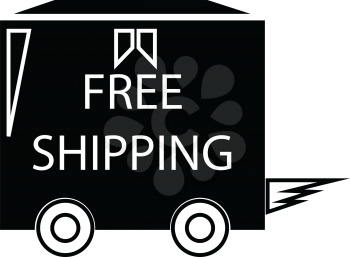 simple flat black free shipping truck box icon vector