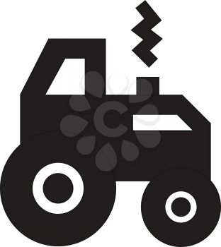 Simple flat black tractor icon vector