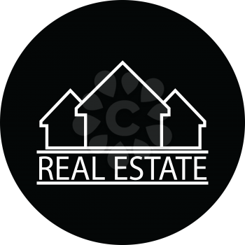 Simple flat black real estate houses icon vector