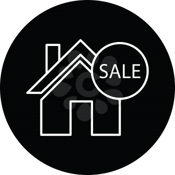 Simple flat black house for sale sign icon vector