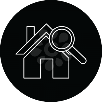 Simple flat black house searching icon vector