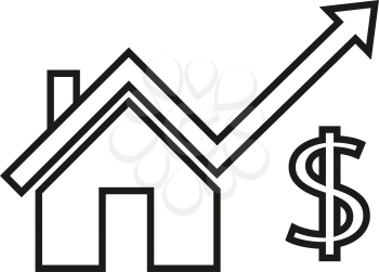 Simple thin line rising price house icon vector