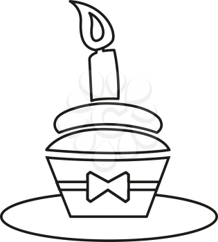 Simple thin line birthday cupcake icon vector