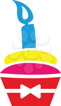 Simple flat color birthday cupcake icon vector

