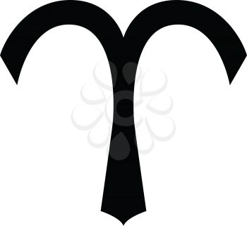 Simple flat black aries sign icon vector