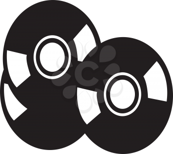 Simple flat black compact disc icon vector