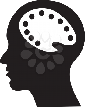 Simple flat black brain icon vector