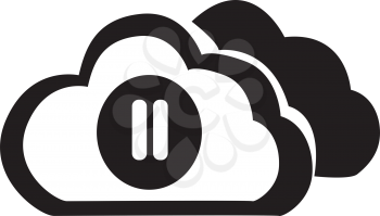 Simple flat black cloud pause button icon vector

