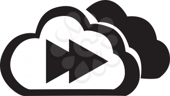Simple flat black cloud the next button icon vector