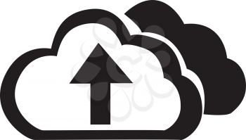 Simple flat black cloud up button icon vector