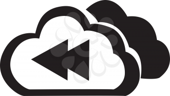 Simple flat black cloud previous button icon vector

