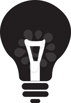 Simple flat black bulb icon vector