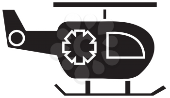 Simple flat black helicopter icon vector