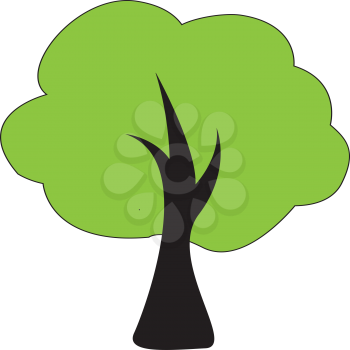 Simple flat color pine tree icon vector