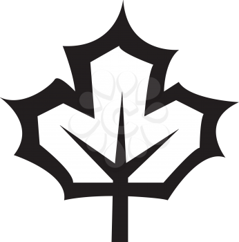 Simple flat black maple leaf icon vector