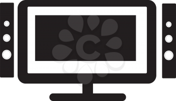 Simple flat black television icon vector