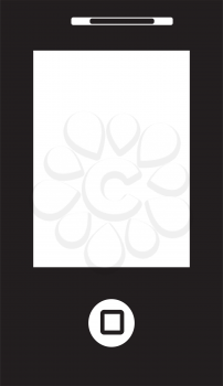 Simple flat black phone icon vector