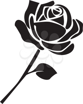 Simple flat black rose icon vector