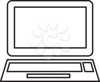 Simple thin line laptop icon vector