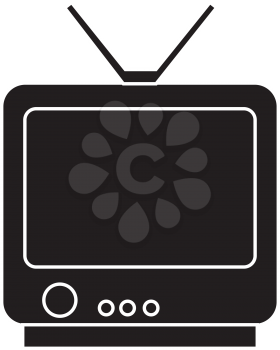 Simple flat black television icon vector