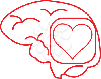 Simple flat color love brain icon vector