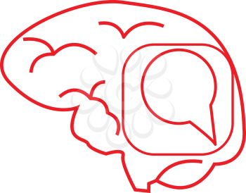 Simple flat color talk brain icon vector