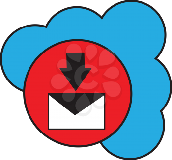 Simple flat color cloud inbox messages icon vector