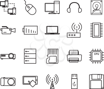 Collection of technology icon vector