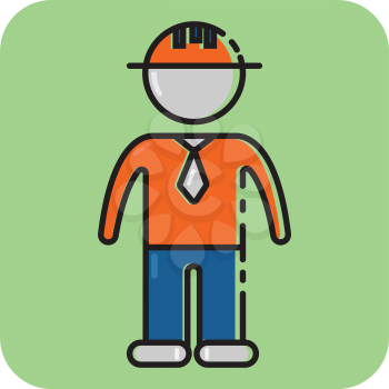 Simple flat color construction worker icon vector