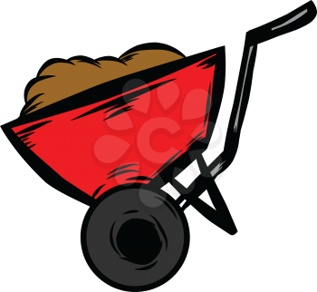 Simple flat color wheelbarrow icon vector