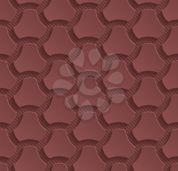 Marsala color perforated paper with cut out effect. Abstract 3d seamless background. Vector EPS10.