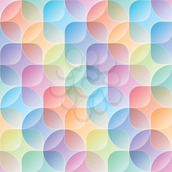 Overlap and transparent circles and squares. Colorful seamless background. Vector EPS10 tileable pattern.