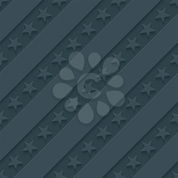 Dark gray stars and stripes wallpaper. 3d seamless background. Vector EPS10.