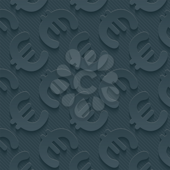 Dark gray currency symbols wallpaper. 3d seamless background. Vector EPS10.