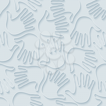 Handprints wallpaper. 3d seamless background. Vector EPS10.