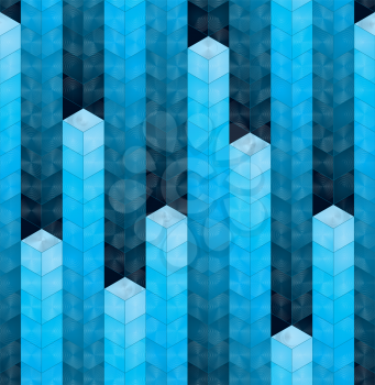 3d blue cubes equalizer seamless background