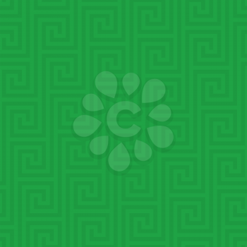 Green Classic meander seamless pattern. Greek key neutal tileable linear vector background.