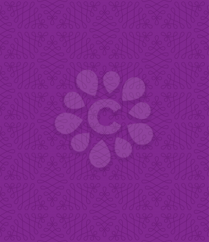 Purple Neutral Seamless Flourish Pattern. Tileable Squiggle Stroke Ornate. Vintage Flourish Vector Background.