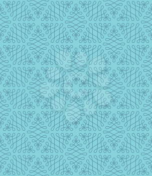 Neutral Seamless Flourish Pattern. Tileable Squiggle Stroke Ornate. Vintage Flourish Vector Background.