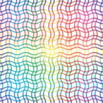 Wavy blured wavy line grid seamless colorful background. Multicolor seamless vector pattern for your design.