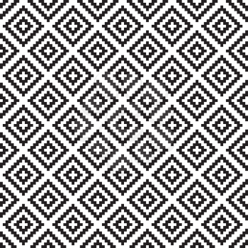 Black and white Squares Pixel Art Pattern. Checked Monochrome Seamless Pattern for Modern Design in Flat Style. Tileable Geometric Vector Background.